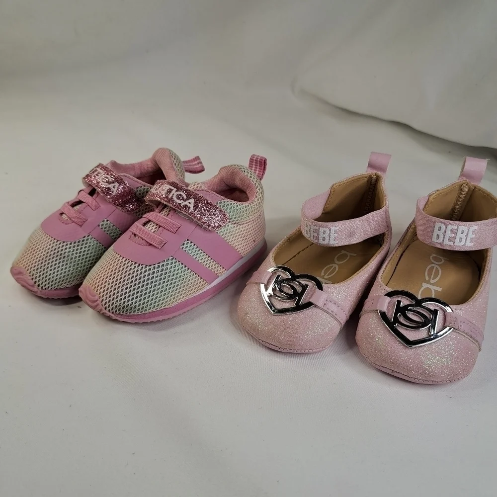 👟bebe & Nautica Pink Infant Shoes Sz 3 & 4